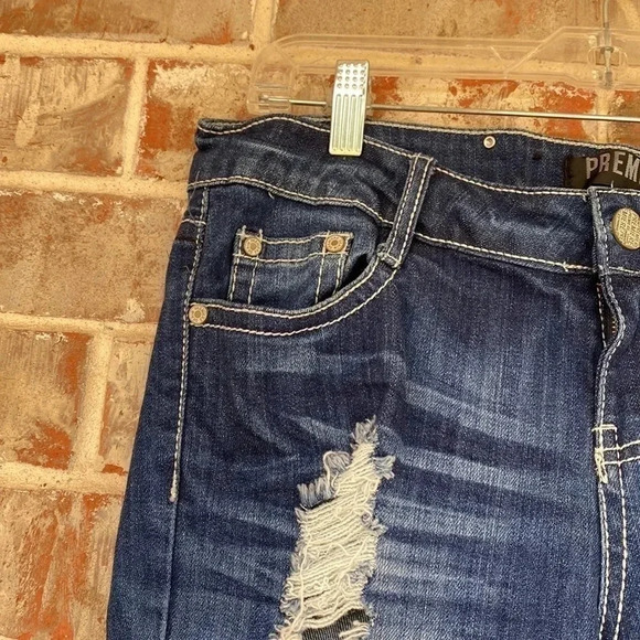 Premiere Distressed Bling Cross Pocket Jeans - Picture 2 of 12